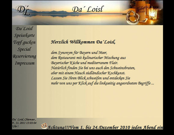 D'L - Da´ Loisl - layout für restaurant-website